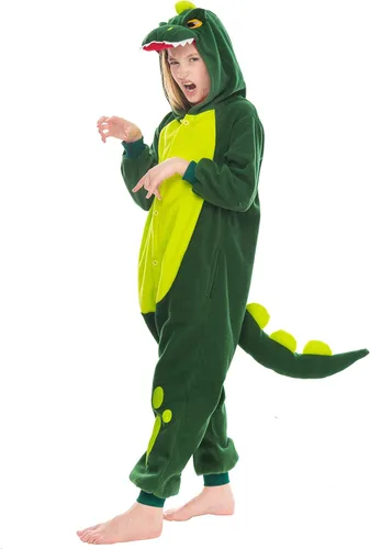 Vista 3 de Spooktacular Creations Pijama unisex de dinosaurio para niños, disfraz de dinosaurio de felpa, disfraz de Halloween, fiesta, juego de rol