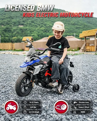 Vista 2 de Motocicleta eléctrica para niños de 24 V con licencia BMW Ride On Azul