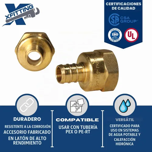 Vista 5 de Paquete de 10 adaptadores roscados NPT hembra XFITTING 1/2" Pex x 1/2