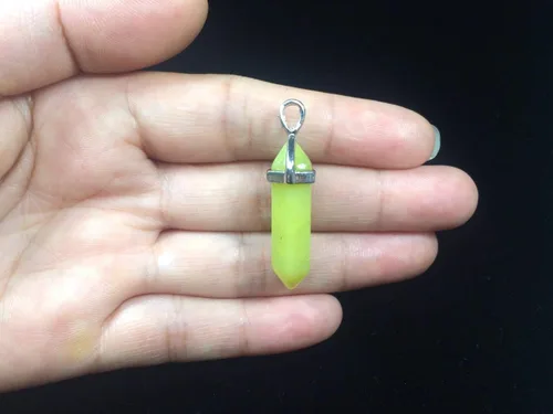 Vista 3 de 1 collar con colgante de bala de piedra preciosa natural, piedra de cristal curativo, cuarzo, reiki, chakras, roca energética, 18 pulgadas