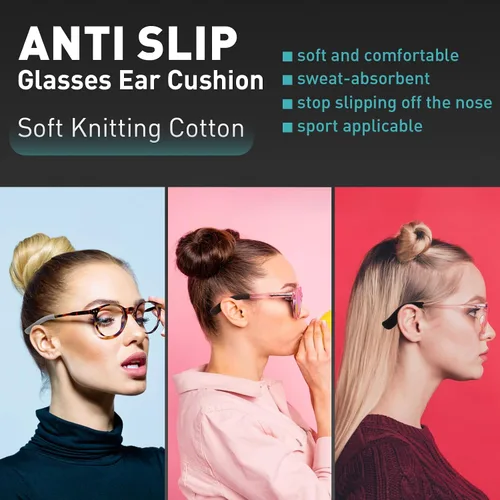 Vista 10 de KAJUDA 4 pares de pinzas para las orejas, almohadillas de algodón de punto suave, almohadillas de oreja, puntas de las patillas de las gafas