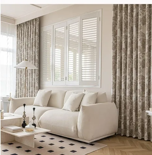 Vista 3 de Cortinas florales de granja semiopacas para sala de estar, paneles de cortina blackout de jacquard de 45 pulgadas de largo, cortinas con bolsillo