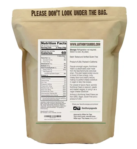 Vista 3 de Anthony's Copos de levadura nutricional premium de 1 libra y paquete de gluten de trigo vital de 4 libras