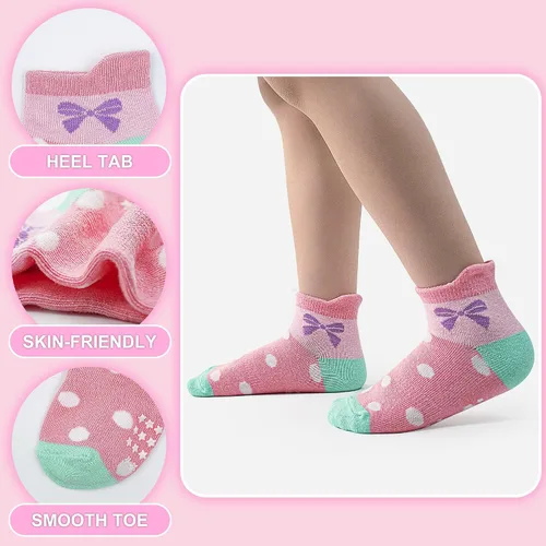 Vista 6 de ELUTONG - Calcetines para niños con agarre, antideslizantes, 12 pares para niños, niñas, bebés de 1 a 7 años