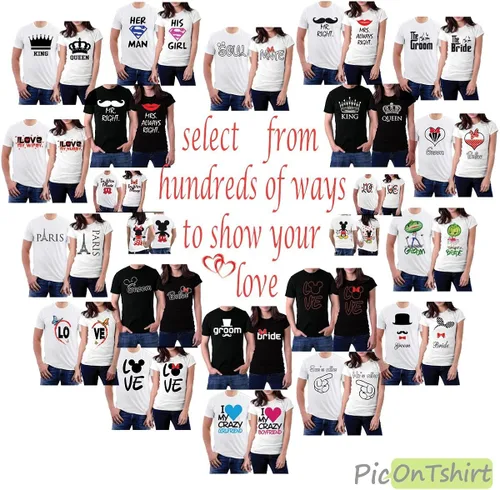 Vista 3 de picontshirt Rey y la Reina Blanco Par Camisetas Negro Coronas