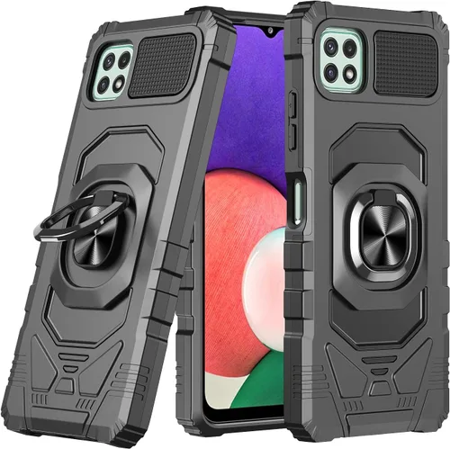 Vista 5 de Funda compatible con Boost Mobile Celero 5G Plus 2023 con protector de pantalla de vidrio [grado militar] anillo de montaje en automóvil con soporte