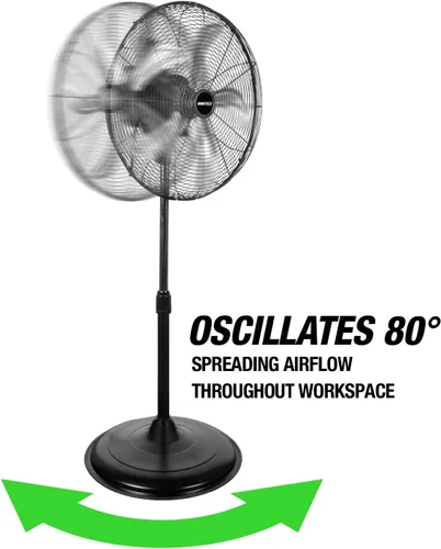 Vista 5 de OEMTOOLS OEM24871 - Ventilador de pedestal oscilante de 20 pulgadas, altura ajustable para garaje, tienda, gimnasio, almacén de flujo de aire