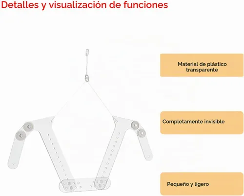 Vista 3 de Percha invisible con forma de maniquí ajustable, soporte de acrílico para colgar ropa, montaje en pared, para venta al por menor, boutique