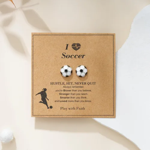 Vista 6 de C-leen Aretes de béisbol, fútbol, voleibol, baloncesto, regalos para mujeres y niñas, hipoalergénicos chapados en plata, aretes de béisbol, fútbol