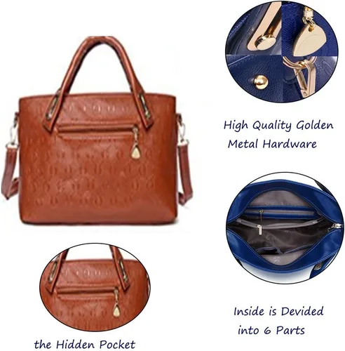 Vista 28 de FiveloveTwo. Bolso de mano para mujer, 4 piezas, con asa superior, bolsa de hombro, soporte para tarjetas