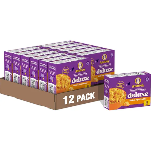 Vista 10 de Annie's Macarrones y queso de lujo con pasta orgánica, conchas y cuatro quesos, 11.3 onzas (paquete de 12)