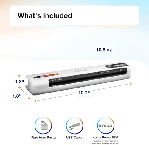 Vista 8 de Epson RapidReceipt RR-70W - Escáner inalámbrico de documentos y recibos a color con software ScanSmart AI PRO para gestión de recibos y PDF para PC
