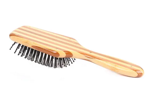 Vista 4 de Bass Brushes Cepillo de pelo para peinar y desenredar Pin de nailon de grado profesional Mango de bambú puro paleta pequeña Acabado a