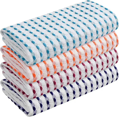 Vista 46 de TWINY threads Juego de toallas de cocina con diseño de diamante, 100% algodón, trapos grandes y trapos de lavado, absorbentes de secado rápido