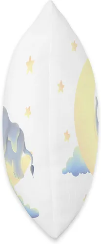 Vista 2 de Almohada de elefante durmiente en la luna con estrellas I para decoración de habitación de guardería