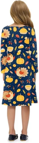 Vista 6 de BesserBay Vestido midi de pavo con estampado de Acción de Gracias para niñas de 4 a 12 años