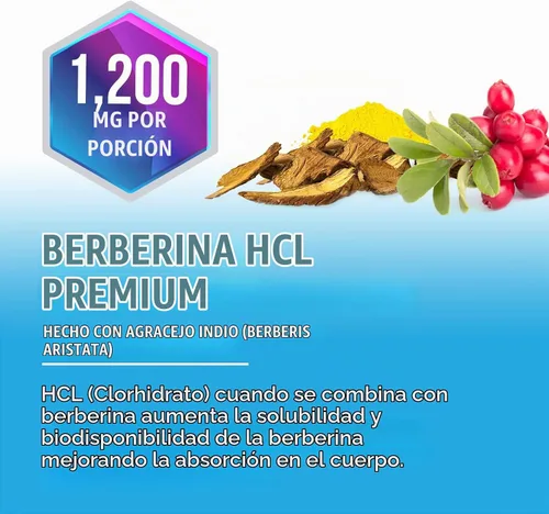Vista 7 de Berberine HCl Blend 1200mg por porción - Suplemento de apoyo