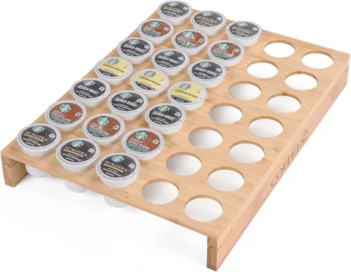 Vista 8 de MinBoo BamBoo - Soporte para tazas K para cajón o encimera, organizador de cápsulas de café, soporte para 35 cápsulas de café, soporte para cápsulas