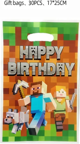 Vista 3 de 30pcs Pixel Fiesta de Cumpleaños Bolsas de Regalo Bolsas de Dulces Bolsas de Goody Pixel Fiesta de Cumpleaños Suministros Decoraciones (1)