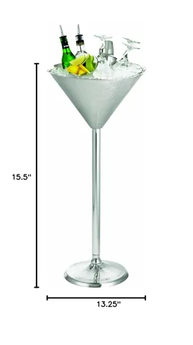 Vista 2 de TableCraft Soporte para bebidas de acero inoxidable de 32.5 pulgadas Colección Remington Forma de cristal de Martini, plateado