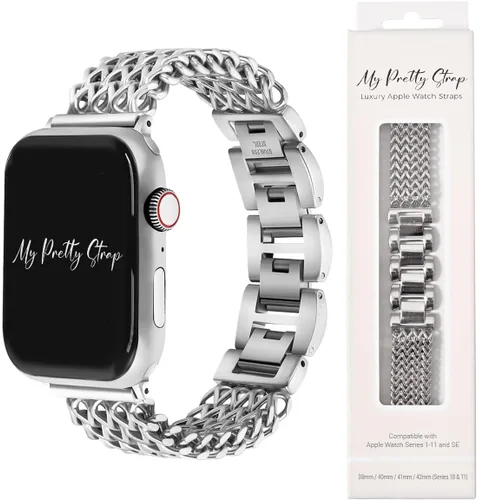 Vista 11 de Compatible Apple Watch Band Strap, Stainless Steel Fashion iWatch Replacement Strap- Easy Resizing, No Tool Needed, Fits Most Wrists- Series 1-11