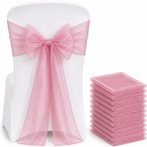 Vista 21 de Juego de 10 lazos para sillas con lazos para atar en la parte trasera, artículos decorativos para bodas, recepciones, eventos, banquetes, sillas
