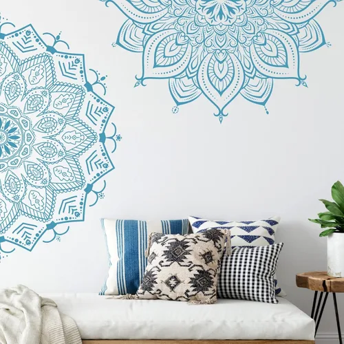 Vista 7 de Kazova Calcomanía de Pared Mandala Pegatinas de Pared Mandala Calcomanías de Loto Mandala para Paredes Pegatina de Pared de Flores Calcomanías
