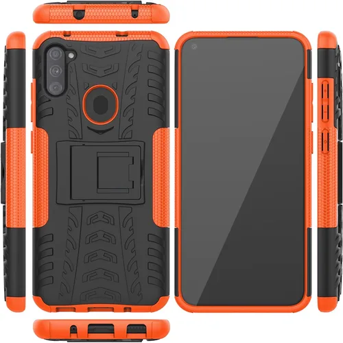 Vista 2 de Asuwish Funda de teléfono para Samsung Galaxy A11/M11 con protector de pantalla de vidrio templado y soporte delgado, funda protectora híbrida