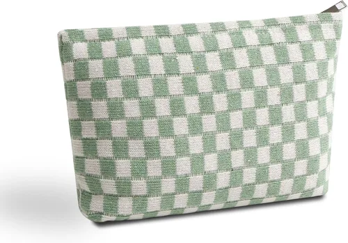 Vista 8 de Lindo bolso de maquillaje a cuadros Y2k para mujer
