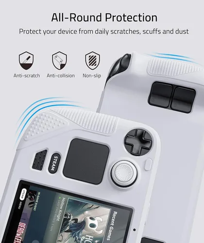 Vista 2 de 4 fundas protectoras Syntech compatibles con Steam Deck, funda de silicona con agarres antideslizantes para el pulgar