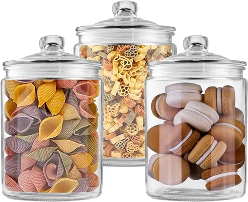 Vista 8 de Tarros de vidrio de 32 onzas, tarro de dulces de Maredash con tapa para el hogar, tarros transparentes de grado alimenticio (paquete de 6)