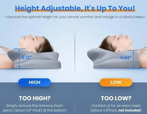 Vista 4 de Almohada refrescante para aliviar el dolor para el cuello, almohada cervical ajustable para dormir acogedor, almohadas ergonómicas de espuma