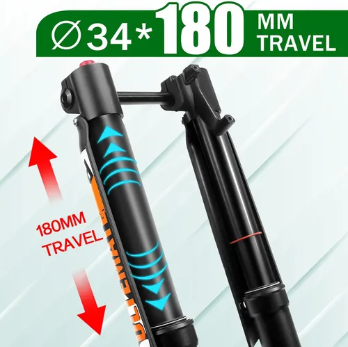Vista 7 de BUCKLOS Fat Tire 5.0 20/26 pulgadas Air Electric Mountain Bike Horquilla de suspensión invertida, eje pasante de 0.591 x 5.906 in, 140/7.087 in