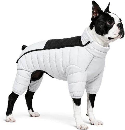 Vista 42 de Suéter para Perro ArmyGreen, Resistente al Viento, Reflectante - Chaqueta de Invierno Dirigible para S, M, L - Cremallera, Tallas Ajustables Verde