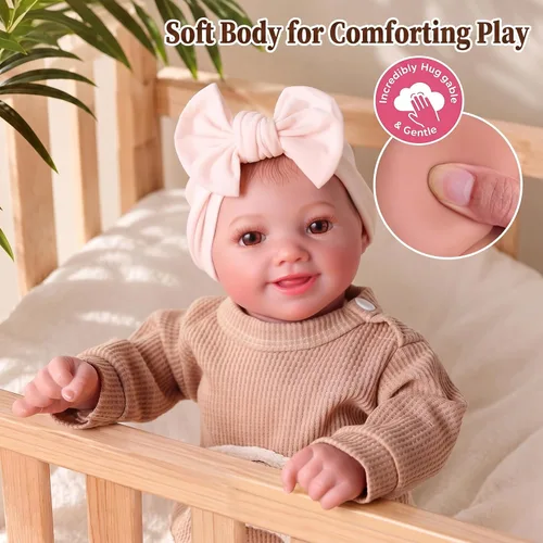 Vista 3 de BABESIDE Reborn Baby Dolls Sunny - Muñeca de bebé realista de 17 pulgadas Marrón