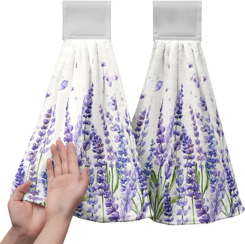 Vista 49 de Honey Bee - Juego de 2 toallas colgantes de cocina de verano con lunares y lazo para colgar, toallas de cocina de granja amarillas, suaves
