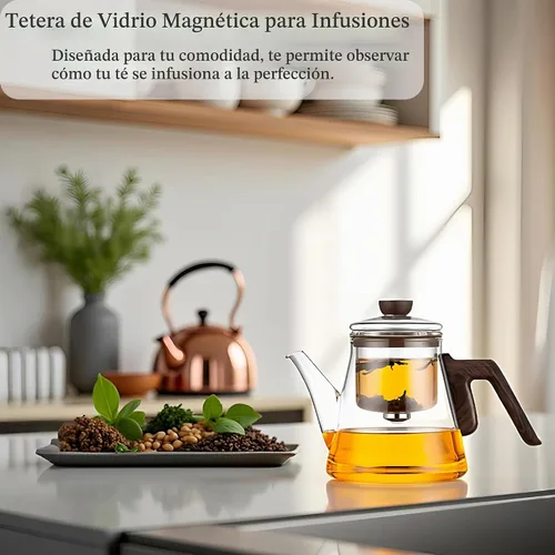 Vista 4 de YJX - Tetera magnética de vidrio de 25.4 onzas, infusor de té encantado