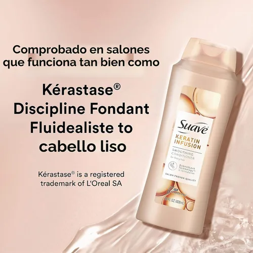 Vista 4 de Suave Professionals - Acondicionador alisador para cabello seco con infusión de queratina con control de encrespamiento de 48 horas, 28 onzas