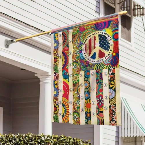 Vista 11 de Banderas PSL318F - Bandera hippie de personas que viven la vida en paz PSL318F, bandera de jardín (11.5 x 17.5 pulgadas), banderas de jardín de casa