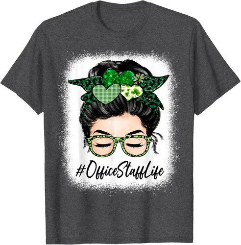 Vista 13 de Office Staff - Camiseta de trébol para mujer, diseño de moño desordenado, Verde