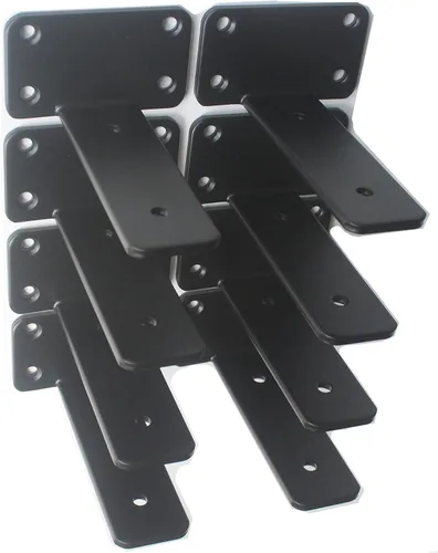 Vista 9 de Paquete de 2 - Soportes de estante en L ocultos negros de 4 pulgadas (1/5 pulgada de grosor) Soportes de estante flotante de hierro Soportes