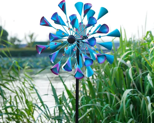 Vista 4 de Decoroca Hilanderos de viento para familias – Molinillos de viento grandes de metal para exteriores de 72 pulgadas – Bonita decoración al aire libre