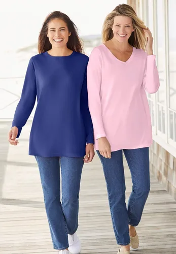Vista 3 de Camiseta manga larga de talla grande para mujer Woman Within Negro