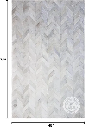 Vista 2 de Sunshine Cowhides Alfombra de piel de vaca 100% auténtica, diseño de cheurón, alfombra moderna de piel de animal para sala de estar, oficina
