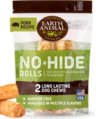 Vista 28 de Earth Animal Masticables sin ocultar – de The Grill Rolls Bacon Cheeseburger Sabor Rawhide Free Medium Dog Chews – 3