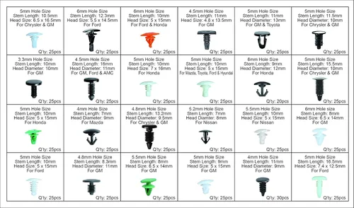 Vista 2 de Swordfish 60920 - Surtido de clips de retención para burletes para automóviles japoneses importados y automóviles domésticos, paquete de 600 piezas