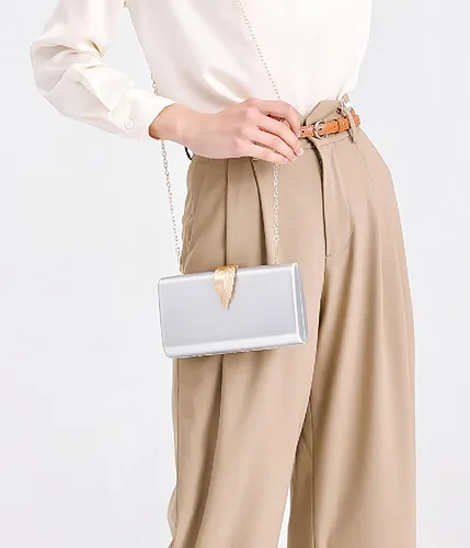 Vista 6 de Beaguful Bolsos de noche de moda para mujer con hojas doradas, bandolera bandolera con cadena extraíble