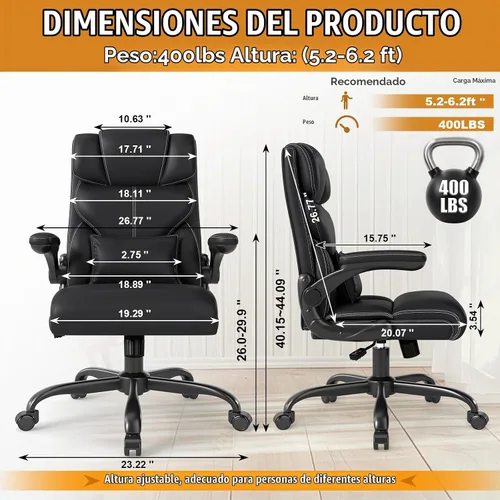 Vista 2 de Executive Office Chair with Flip-up Armrests,Ergonomic Computer Desk Chairs