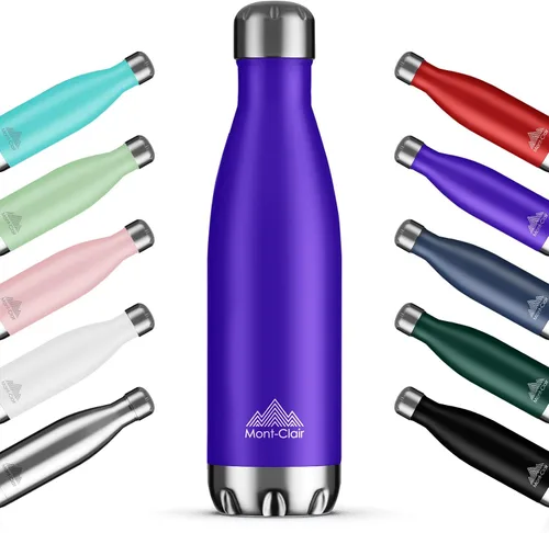 Vista 22 de Mont-Clair H2O - Botella de agua de acero inoxidable aislada al vacío, sin BPA, botella de bebidas frías 12 horas y calientes las 24 horas, metal