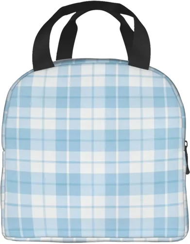 Vista 3 de Miaoquhe Lunch Box for Women Men Blue Plaid Checkered Insulated Lunch Bag for Teen Girls Adults Gingham Cute Preppy Reusable Portable Lunchbox